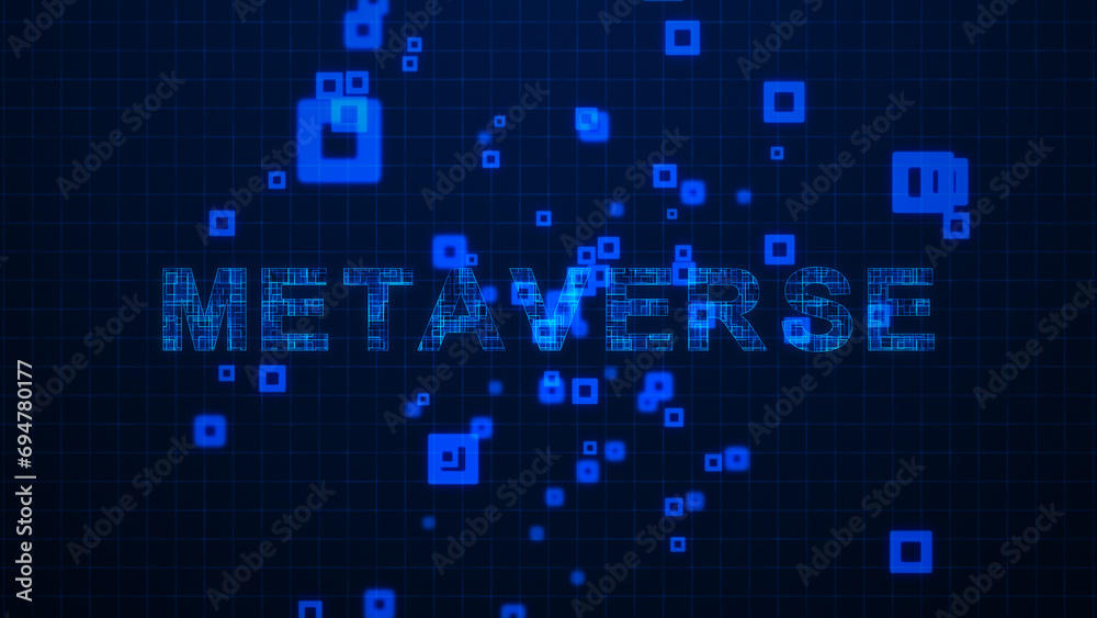 Metaverse Texts Circuit Lines Animation on Grid Background