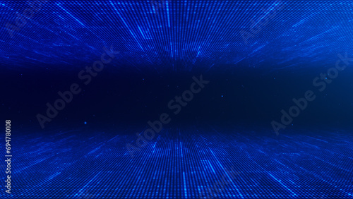 Abstract technology data flow blue digital glowing grid photo