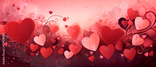 A beautiful romantic background with valentine's ornaments and copy space, Generative AI