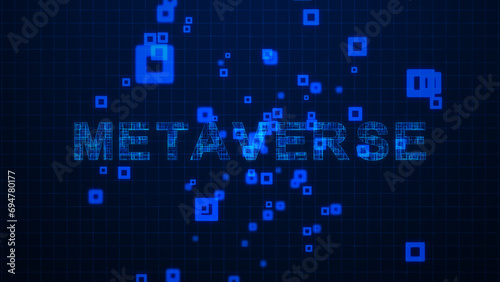 Metaverse Texts Circuit Lines Animation on Grid Background