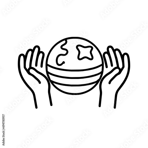 Hands with planet earth isolated icon vector illustration. Day of Earth.