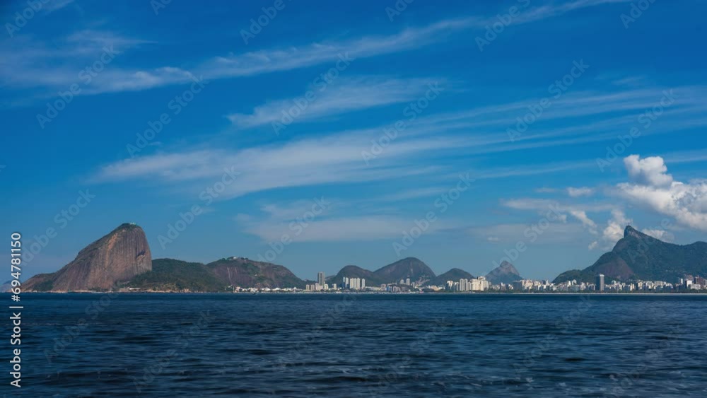 Majestic Timelapse of Rio de Janeiro Bay with Christ and Sugarloaf Mountain Majestic Timelapse of Rio de Janeiro Bay with Christ and Sugarloaf Mountain