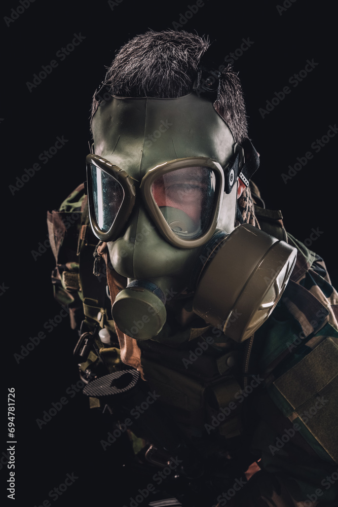 Soldier Wearing a Gas Mask Soldier Wearing a Gas Mask