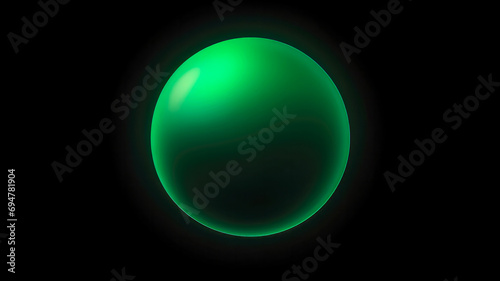 Glühende grüne Farbverlaufskugel auf schwarzem Hintergrundmond