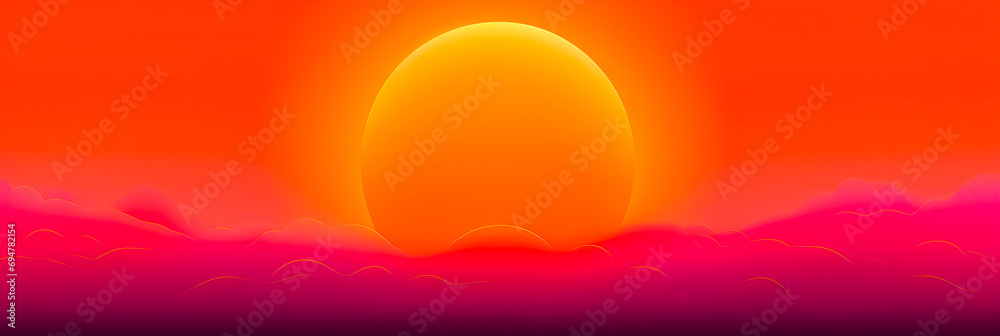 Glühende rot orange Farbverlaufskugel auf rot orangen Hintergrundmond
