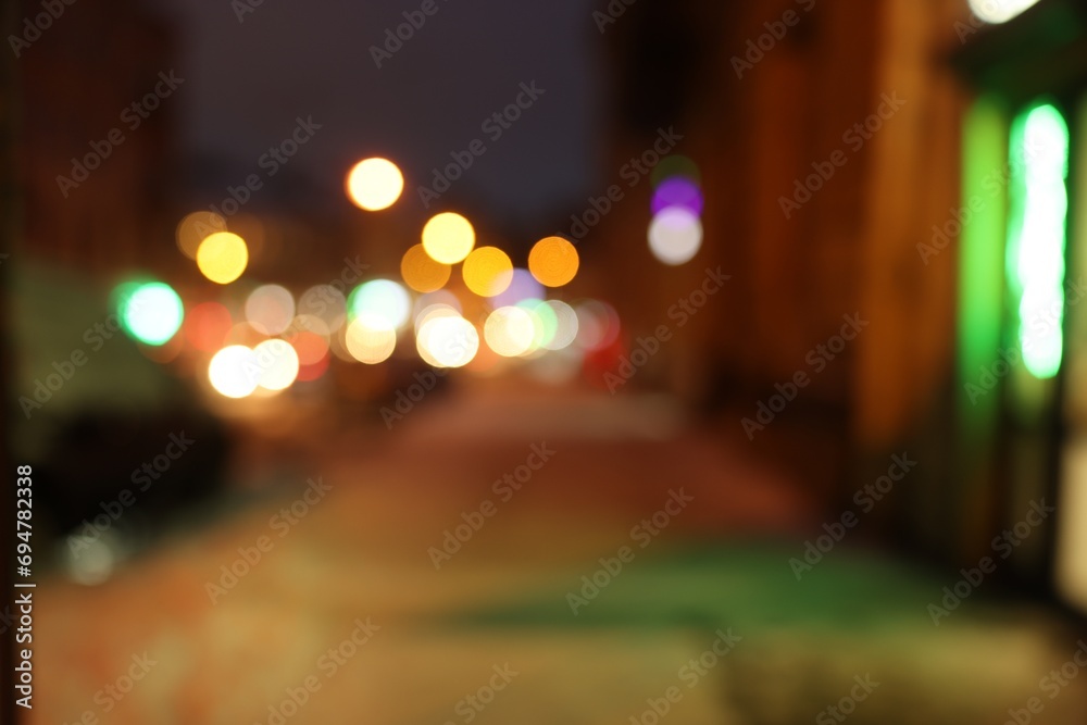 Blurred view of city street with snow Blurred view of city street with snow