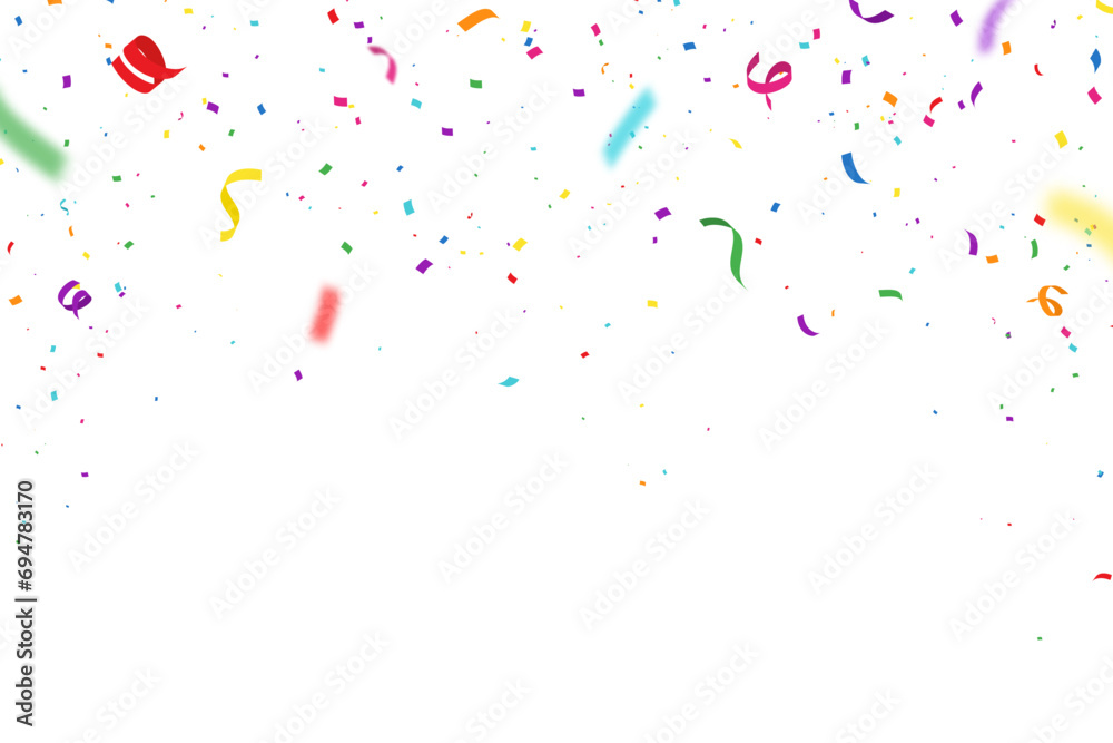 Festive colorful confetti on white background isolated. Vector