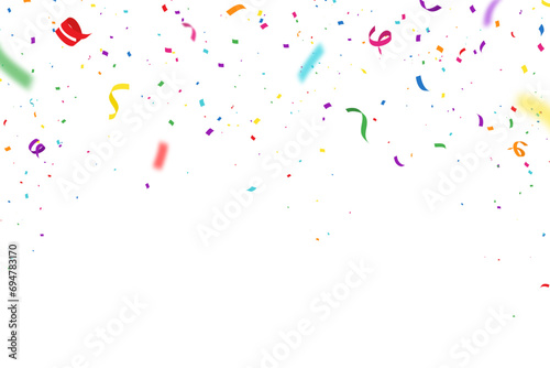 Festive colorful confetti on white background isolated. Vector