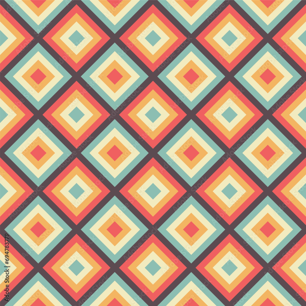 Vector seamless square pattern in retro style. Vector seamless square pattern in retro style.