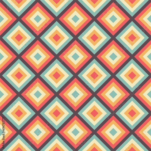 Vector seamless square pattern in retro style.