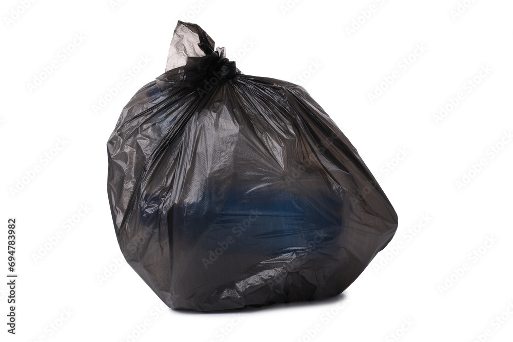 PNG, Garbage in black trash bag, isolated on white background PNG, Garbage in black trash bag, isolated on white background