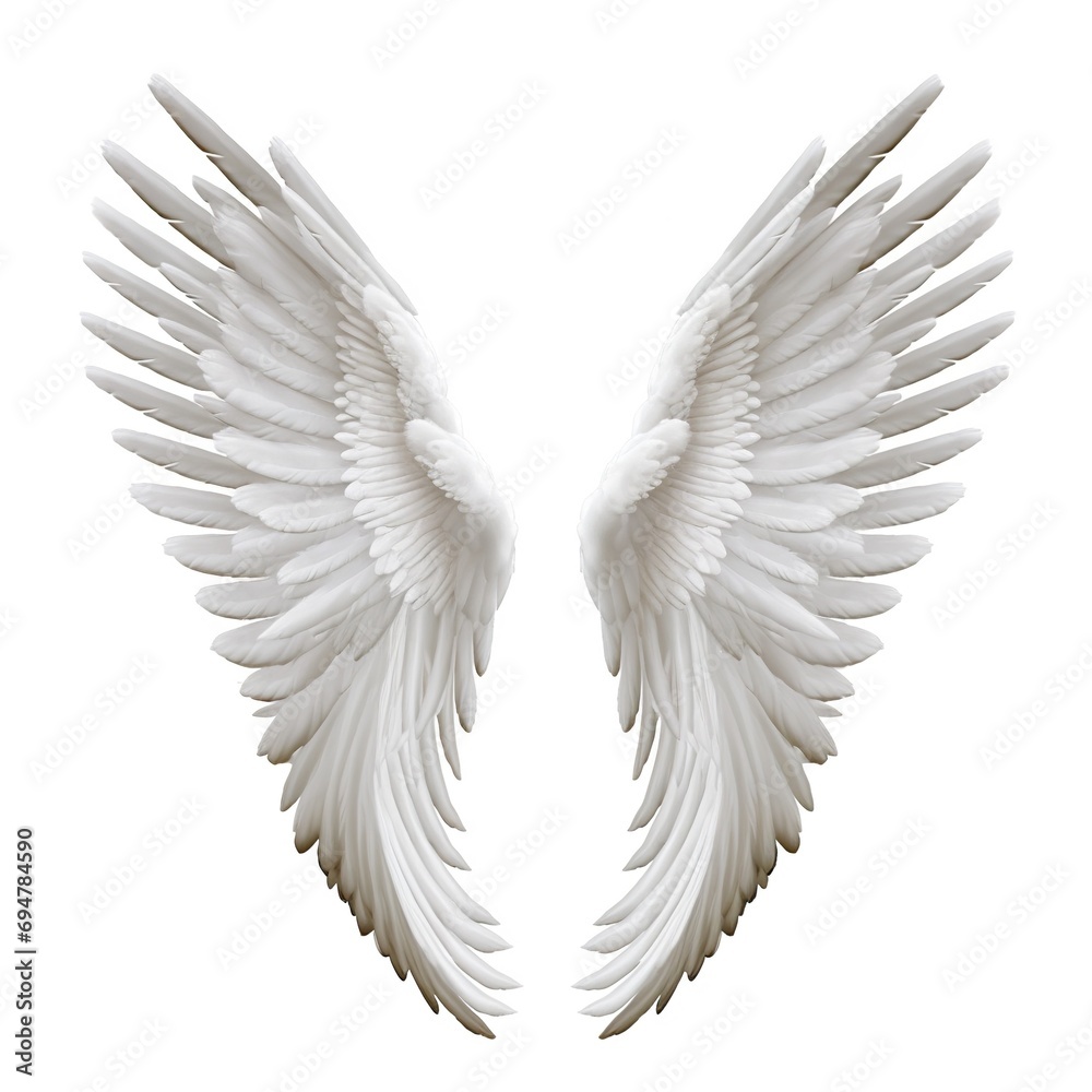 Fototapeta premium white angel wing on gray or black background for designer graphic stock photo