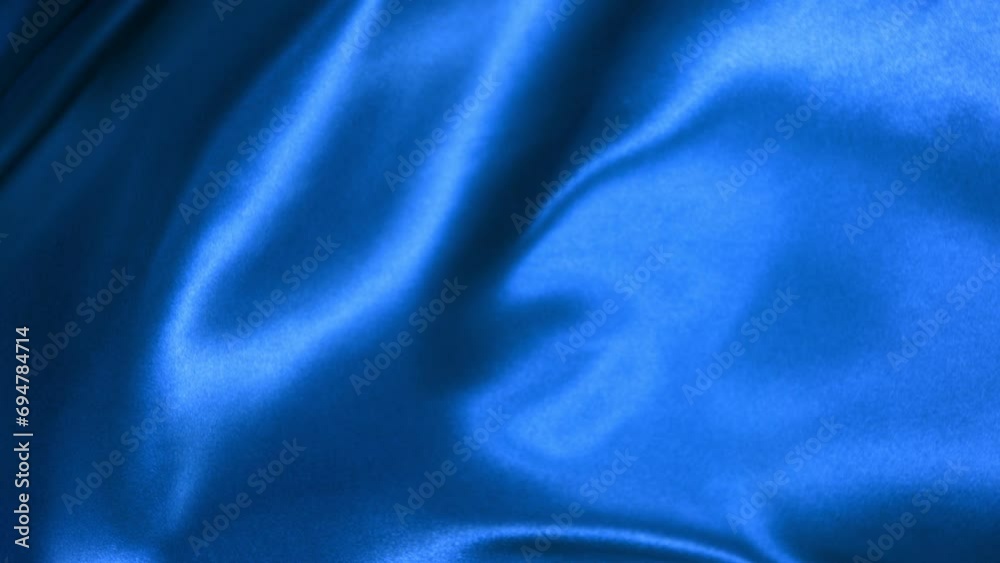 Super slow motion of waving blue velvet cloth in detail. Filmed on high speed cinema camera, 1000fps.