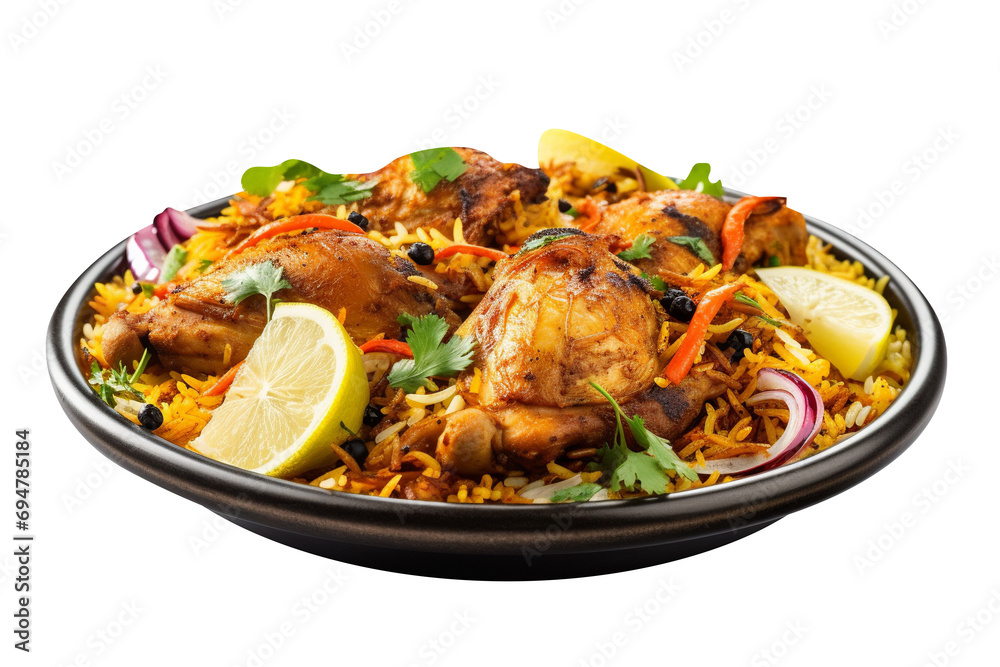 Delicious and Spicy Chicken Biryani Isolated On transparent Background Delicious and Spicy Chicken Biryani Isolated On transparent Background