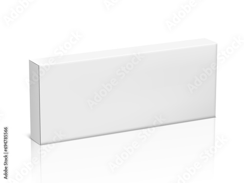 3D White Thin Paper Box Isolated On White Back