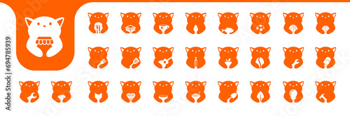 cat cute fat flat icon set collection logo design vector