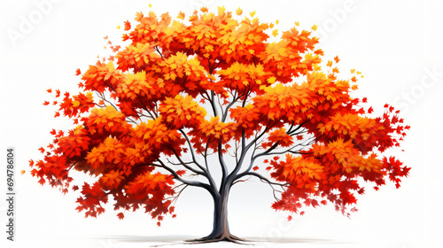 Maple Tree illustration on White Background