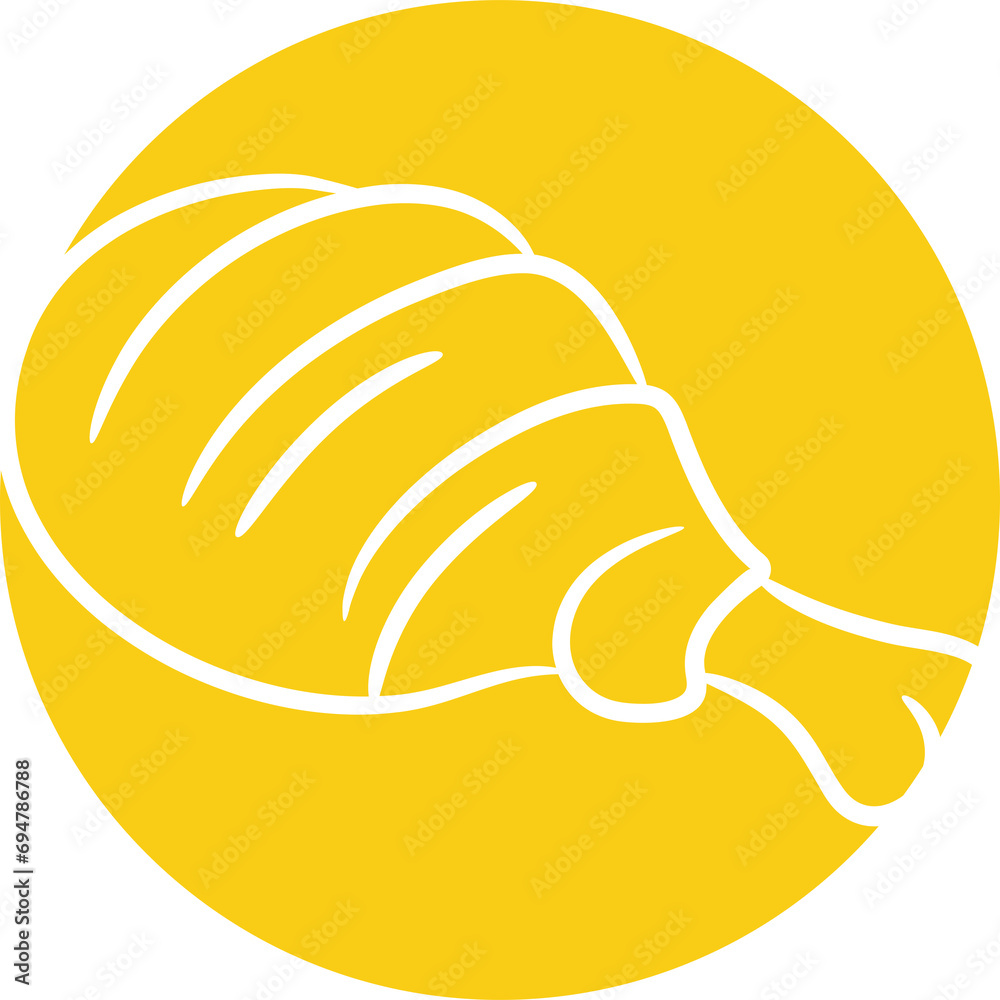 Fototapeta premium Chicken Drumstick Hand Drawn in Yellow Button 