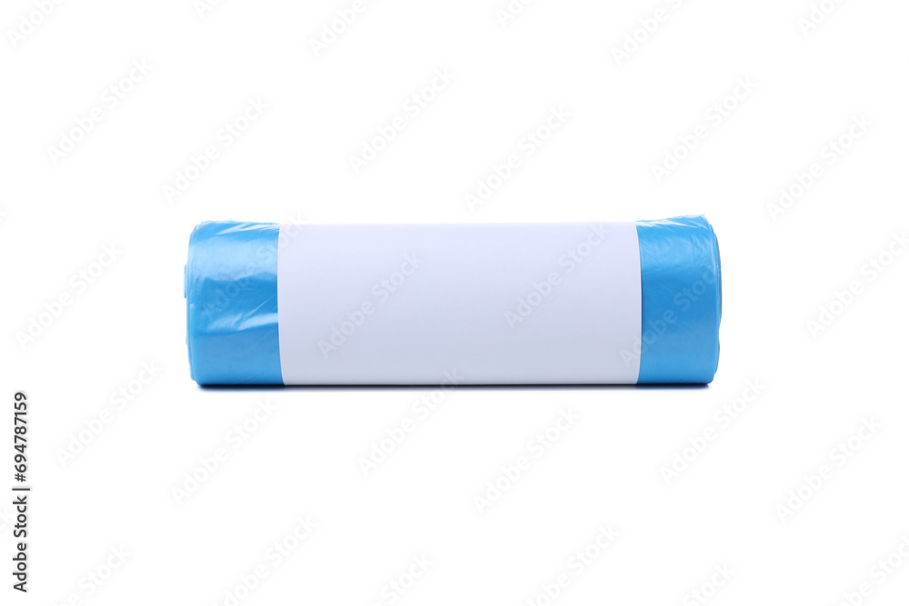 PNG, Roll of blue garbage bags, isolated on white background PNG, Roll of blue garbage bags, isolated on white background