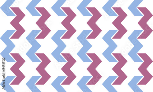 set of ribbons, seamless purple and blue zigzag line on white pattern, vertical Zig zag chevron blue on white tile repeat seamless pattern replete image design for fabric printing