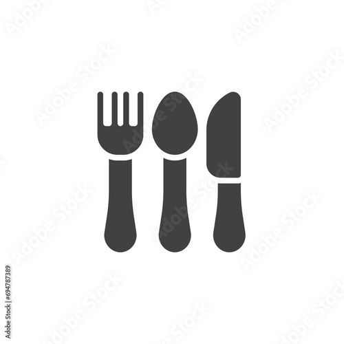 Fork spoon and knife vector icon