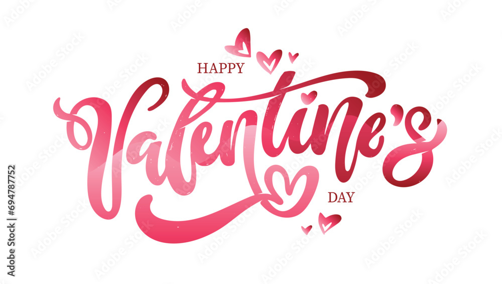 Fototapeta premium Hand drawn Valentines Day lettering typography text, badge,icon. Celebration poster, card, postcard, invitation, banner. Romantic quote vector lettering typography. Holiday calligraphy with hearts.