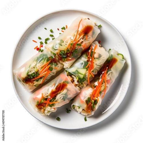 a plate Goi cuon (summer roll) on white background photo