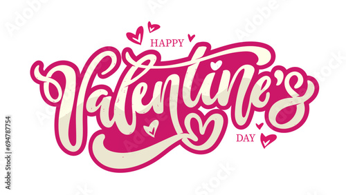 Hand drawn Valentines Day lettering typography text, badge,icon. Celebration poster, card, postcard, invitation, banner. Romantic quote vector lettering typography. Holiday calligraphy with hearts.