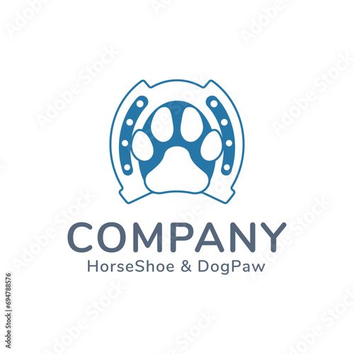 Horseshoe and Dog Paw Logo. Simple and modern, suitable for any business especially related to pets.