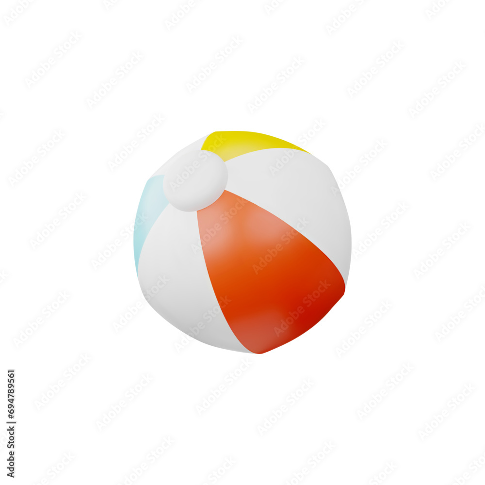 Inflatable beach ball, striped air balloon for play in water, 3D ball baby toy vector realistic bright rubber beachball