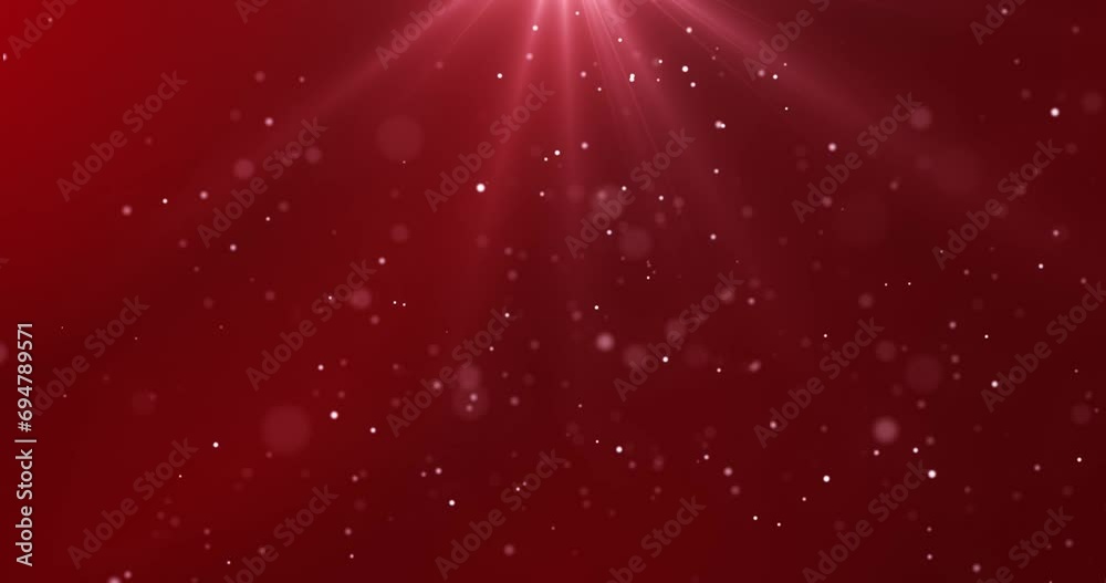 The red background leaks light with small particles flying gently