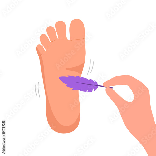 Feather foot tickle in flat design on white background. photo