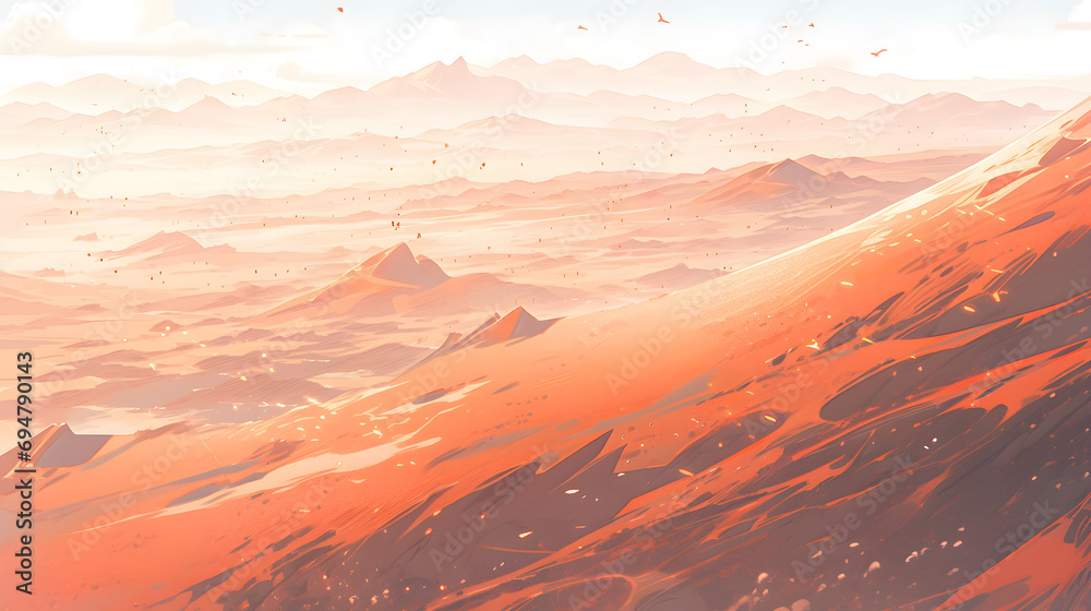 Graphic Abstract Desert, Dunes landscape. Generative AI