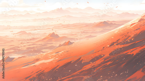 Graphic Abstract Desert, Dunes landscape. Generative AI