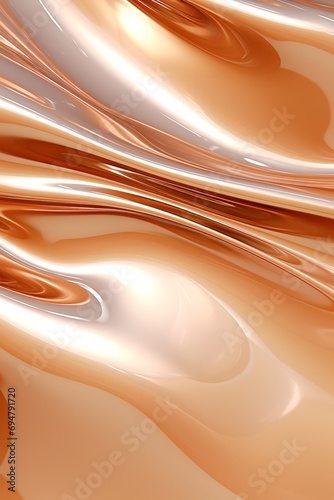 Glossy tan metal fluid glossy chrome mirror water effect background backdrop texture