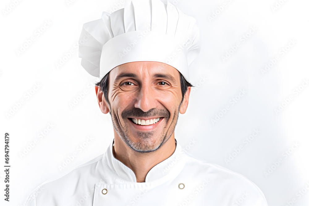 Italian Chef with his arms crossed in lateral position on a white background Italian Chef with his arms crossed in lateral position on a white background