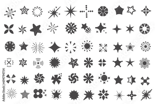 Shine sparkling star icon. Vector bling glowing star for logo. Glitter magic star sparks. Christmas symbols