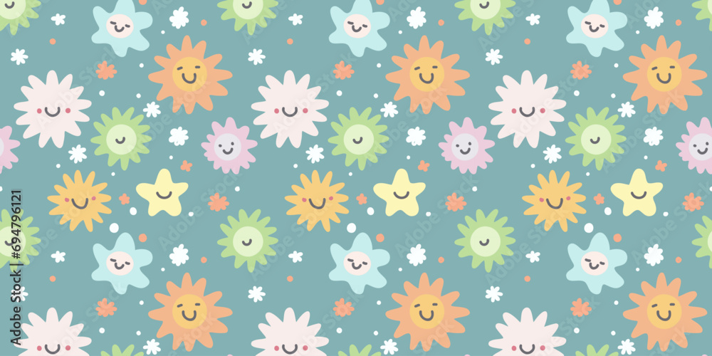 Children's seamless pattern with cartoon stars Children's seamless pattern with cartoon stars