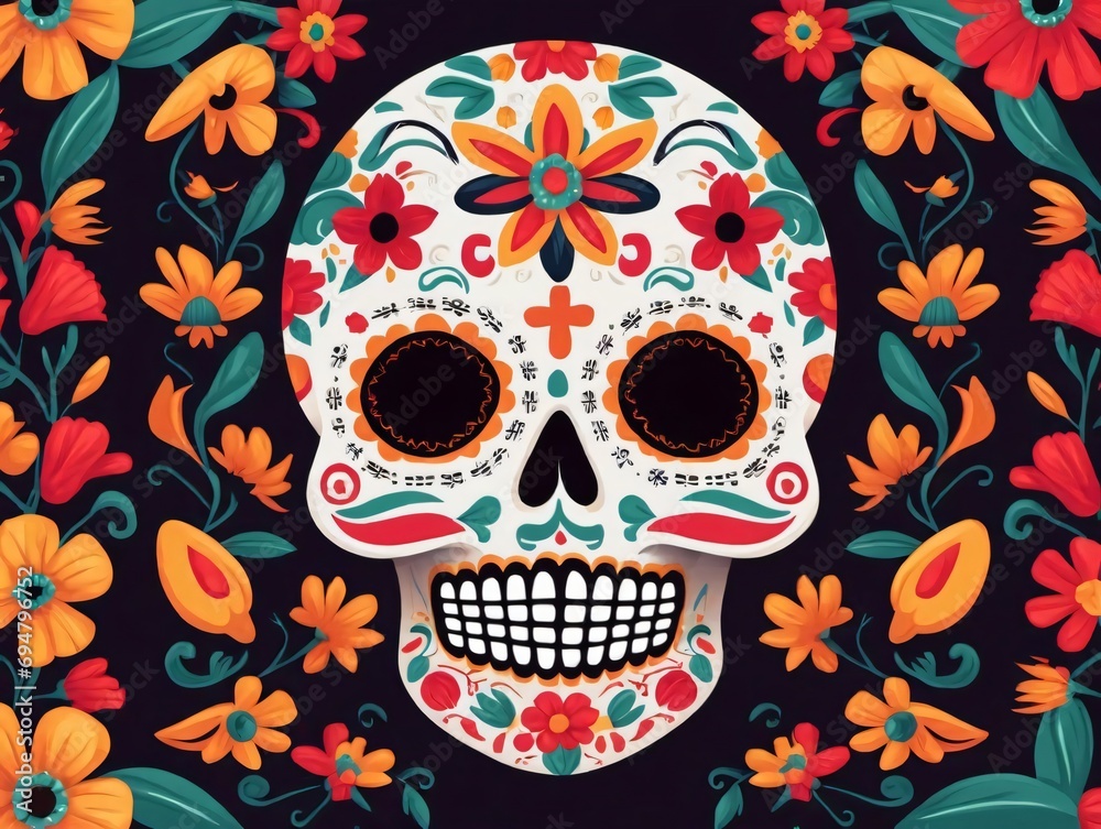 Mexican Day Of The Dead Illustration.