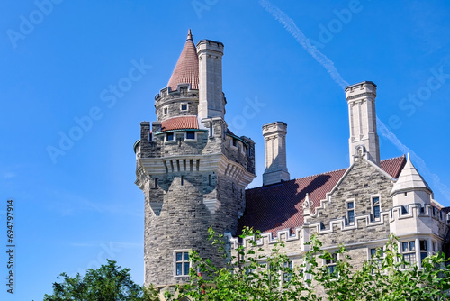 Architectural detail of Casa Loma (1911), a heritage building in Toronto, Canada