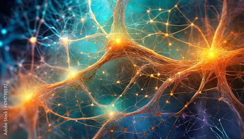 Neural Network of interconnected nodes and layers, illustrate the flow of information through the network