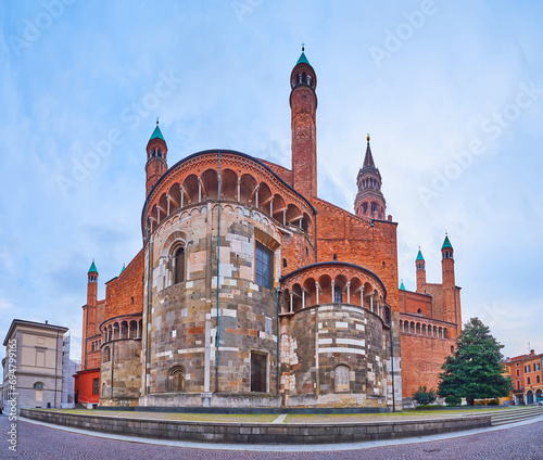 Cremona Cathedral apse from Largo Boccaccino, Italy photo