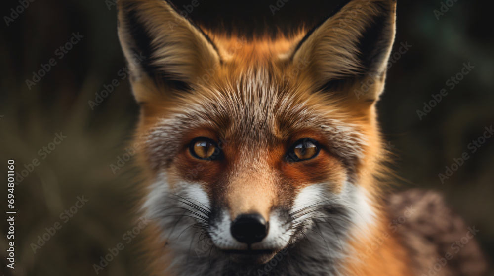 alert eyes of a vigilant wild fox