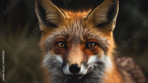 alert eyes of a vigilant wild fox