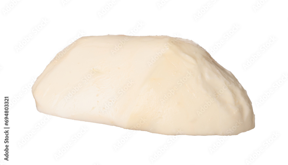 Slice of mozzarella cheese isolated on white