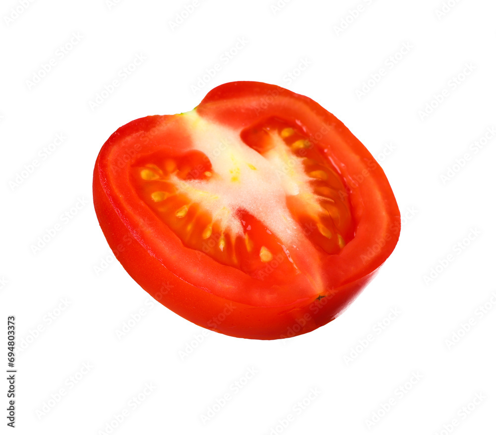 Slice of fresh ripe tomato isolated on white Slice of fresh ripe tomato isolated on white