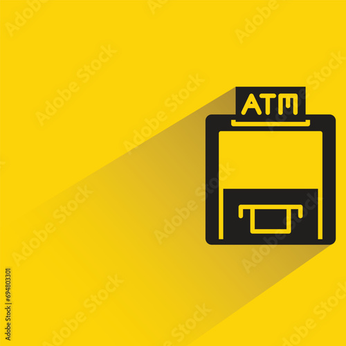atm icon with shadow on yellow background
