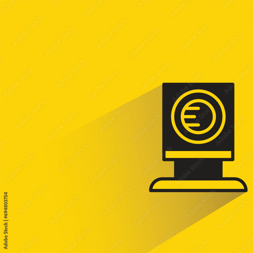 audio loudspeaker with shadow on yellow background audio loudspeaker with shadow on yellow background