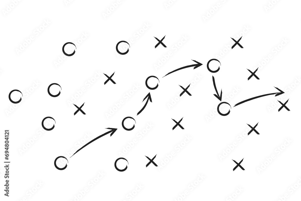 Strategy, tactic soccer football instruction background