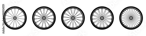 Bicycle wheels icon set basic simple design photo